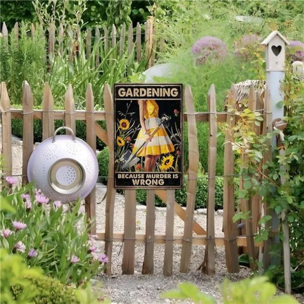 Funny Garden Decor Garden Gifts Gardening Because Murder Is Wrong Metal Garden